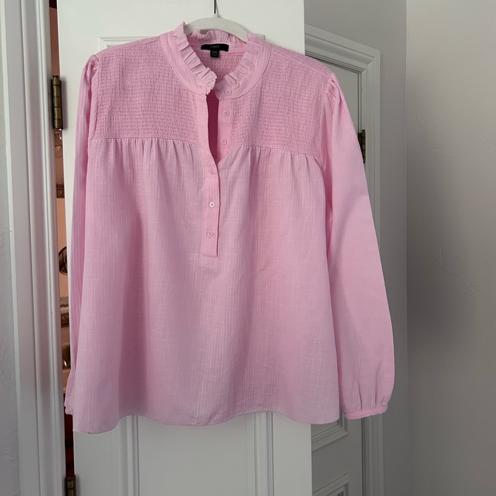 J.Crew Light Pink Smocked Blouse XXL